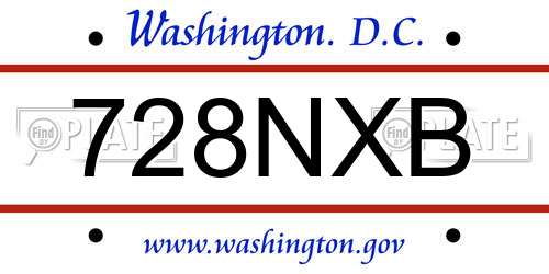 728NXB District Of Columbia License Plate