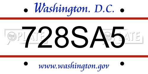 728SA5 District Of Columbia License Plate