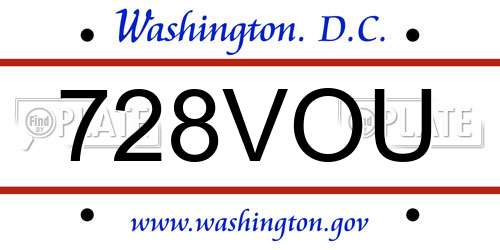 728VOU District Of Columbia License Plate