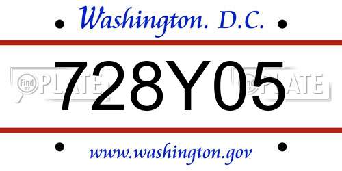 728Y05 District Of Columbia License Plate
