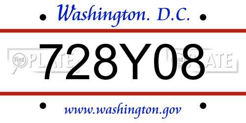 728Y08 District Of Columbia License Plate
