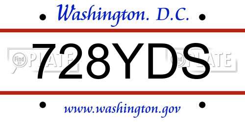 728YDS District Of Columbia License Plate