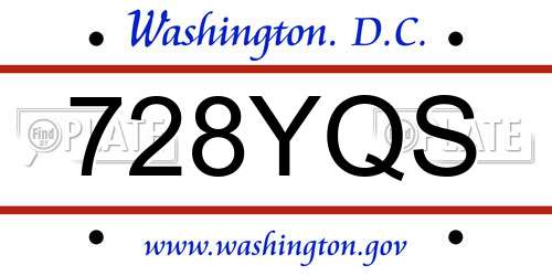 728YQS District Of Columbia License Plate