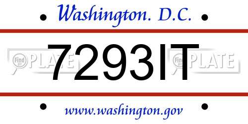 7293IT District Of Columbia License Plate