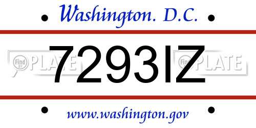 7293IZ District Of Columbia License Plate