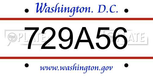 729A56 District Of Columbia License Plate