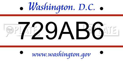729AB6 District Of Columbia License Plate