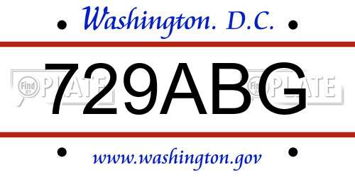 729ABG District Of Columbia License Plate