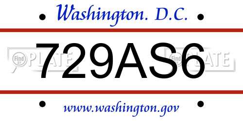729AS6 District Of Columbia License Plate