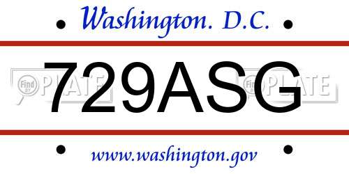 729ASG District Of Columbia License Plate
