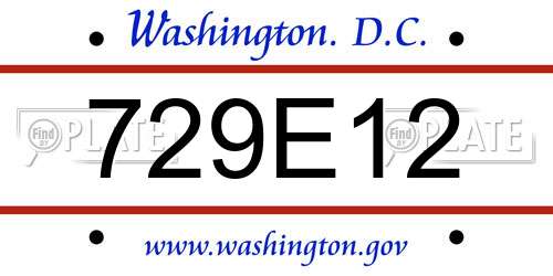 729E12 District Of Columbia License Plate
