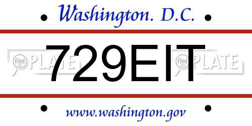 729EIT District Of Columbia License Plate