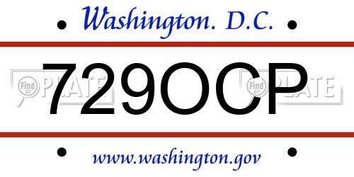 729OCP District Of Columbia License Plate