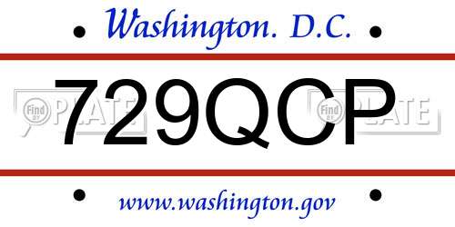 729QCP District Of Columbia License Plate