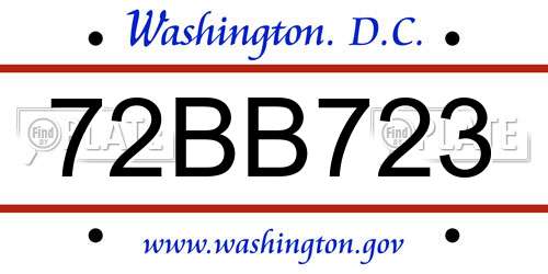 72BB723 District Of Columbia License Plate