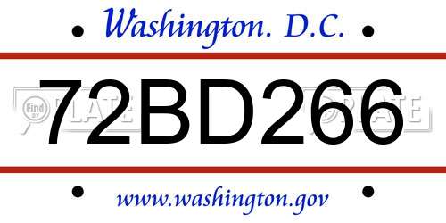 72BD266 District Of Columbia License Plate