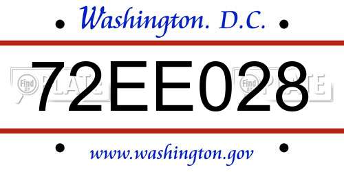 72EE028 District Of Columbia License Plate