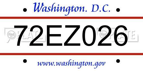72EZ026 District Of Columbia License Plate