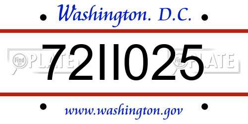 72II025 District Of Columbia License Plate