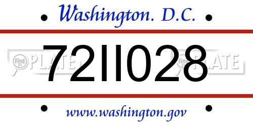 72II028 District Of Columbia License Plate
