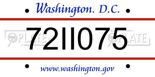 72II075 District Of Columbia License Plate