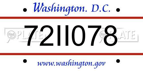 72II078 District Of Columbia License Plate