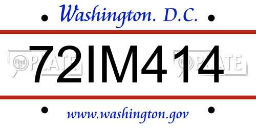 72IM414 District Of Columbia License Plate