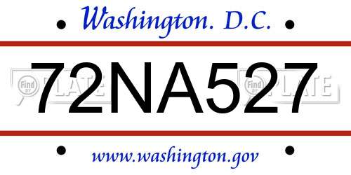 72NA527 District Of Columbia License Plate