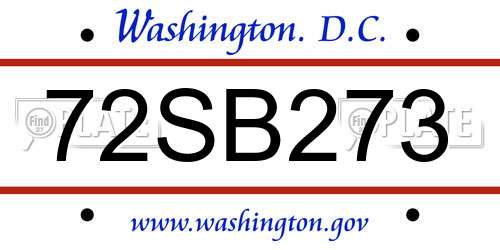 72SB273 District Of Columbia License Plate