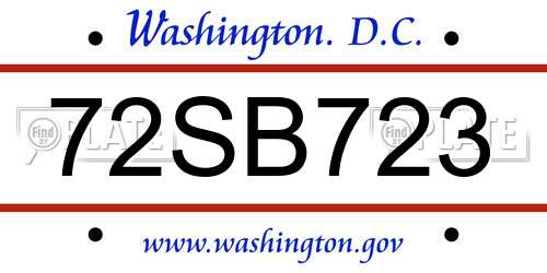 72SB723 District Of Columbia License Plate