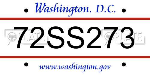 72SS273 District Of Columbia License Plate