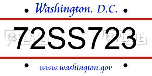 72SS723 District Of Columbia License Plate