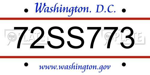 72SS773 District Of Columbia License Plate
