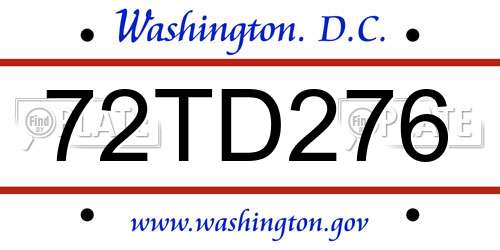 72TD276 District Of Columbia License Plate