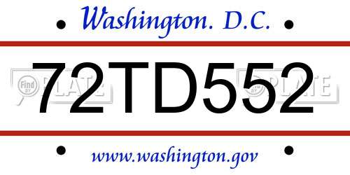 72TD552 District Of Columbia License Plate