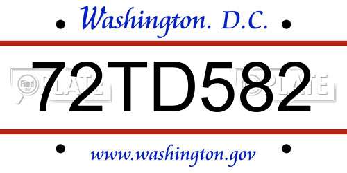 72TD582 District Of Columbia License Plate