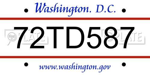 72TD587 District Of Columbia License Plate