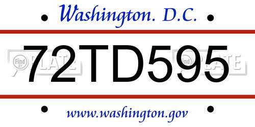 72TD595 District Of Columbia License Plate