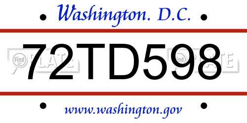 72TD598 District Of Columbia License Plate