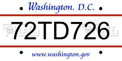 72TD726 District Of Columbia License Plate
