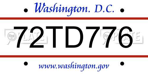 72TD776 District Of Columbia License Plate