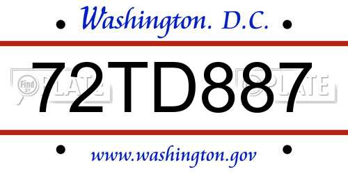 72TD887 District Of Columbia License Plate