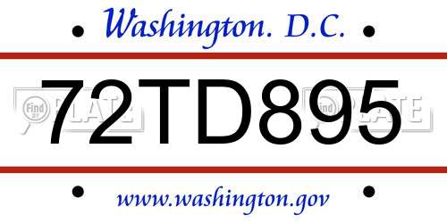 72TD895 District Of Columbia License Plate