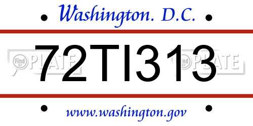 72TI313 District Of Columbia License Plate