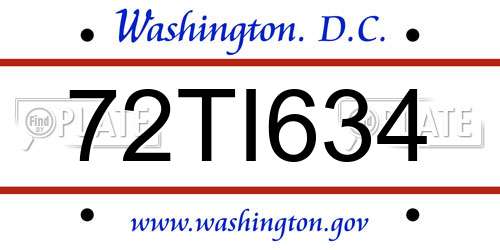 72TI634 District Of Columbia License Plate