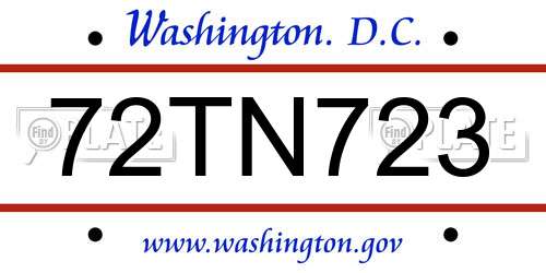 72TN723 District Of Columbia License Plate