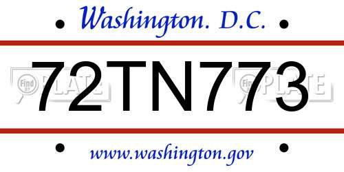 72TN773 District Of Columbia License Plate