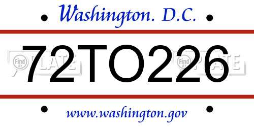 72TO226 District Of Columbia License Plate