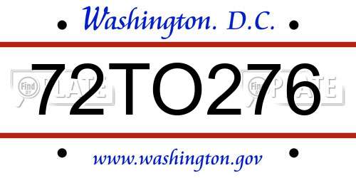 72TO276 District Of Columbia License Plate
