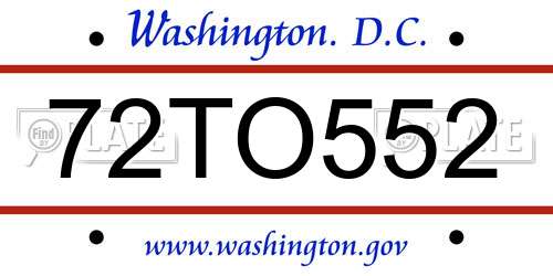 72TO552 District Of Columbia License Plate